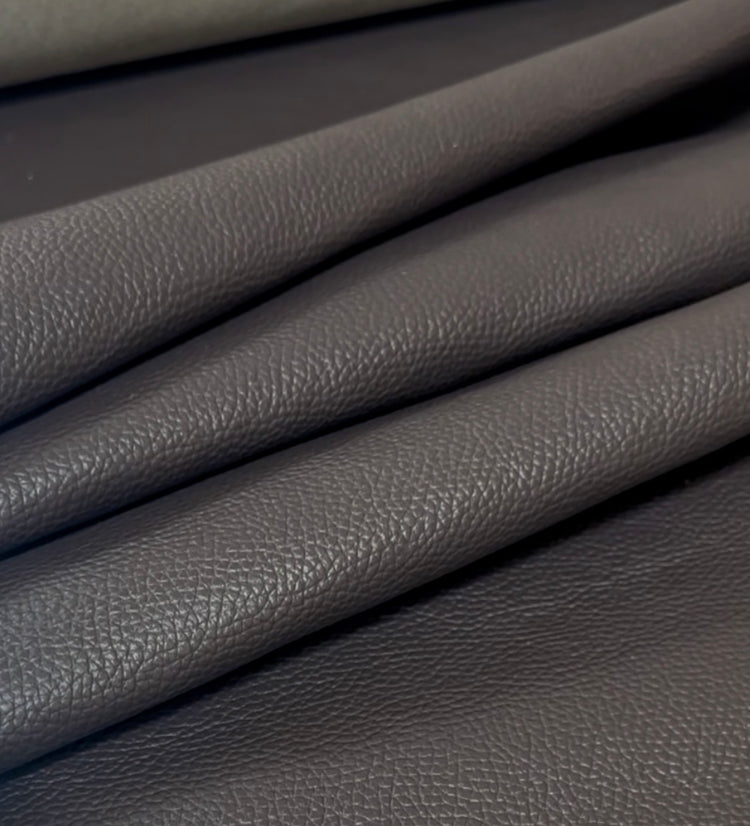 Italian Pebbled Leather in Graphite Brown