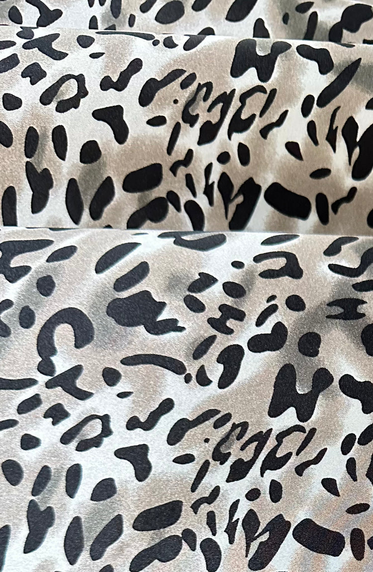 Pre-interfaced Satin Lining Fabric - Snow Leopard print
