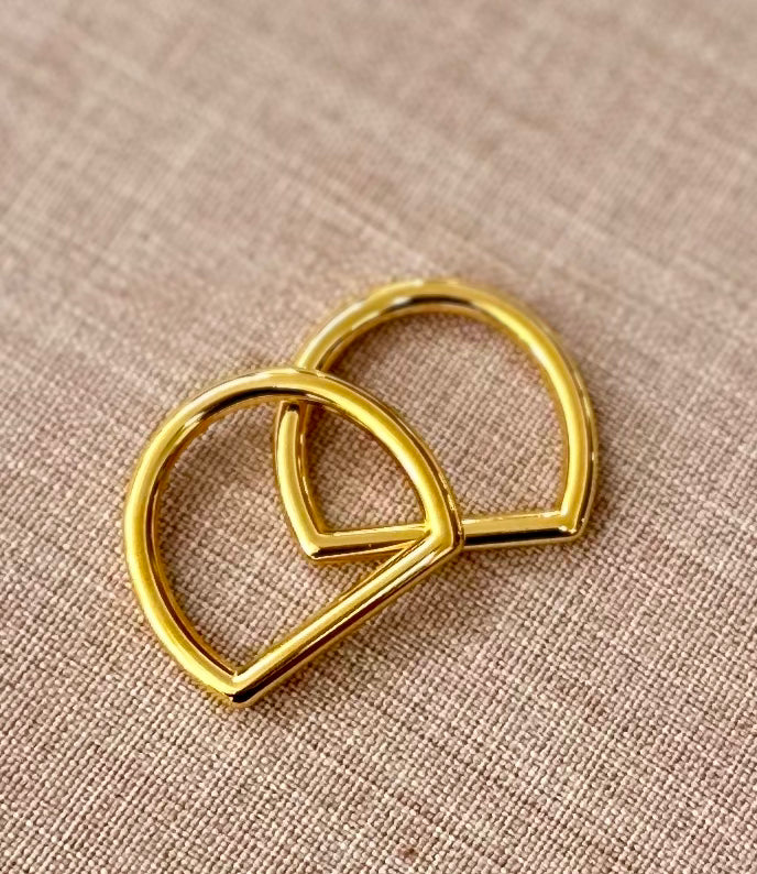 24k gold plated 3/4" d-rings - in gold - set of 2