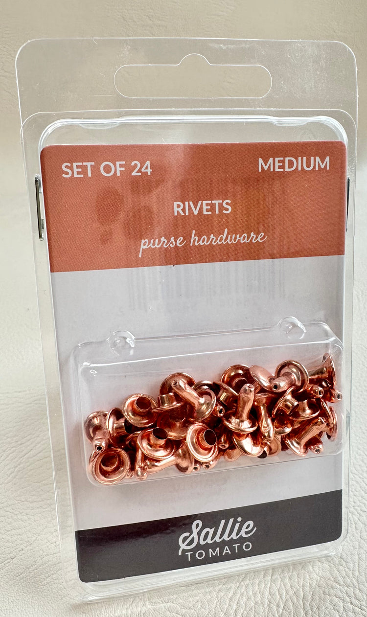 24 Medium (8mm) double cap rivets in Rose Gold