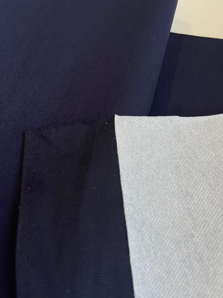 Pre-interfaced Faux Suede Lining Fabric - Navy Blue