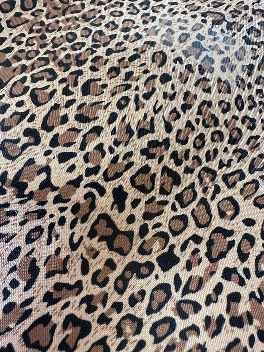 IMPERFECT Pre-interfaced Satin lining in Cheetah Print