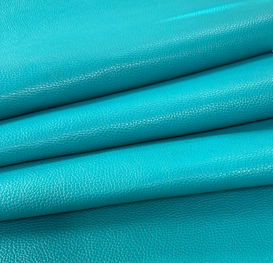Italian Pebbled Leather in Turquoise Blue
