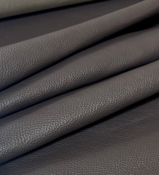 Italian Pebbled Leather in Graphite Brown