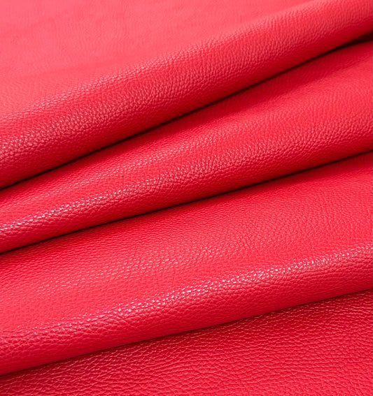 Italian Pebbled Leather in Fire Red