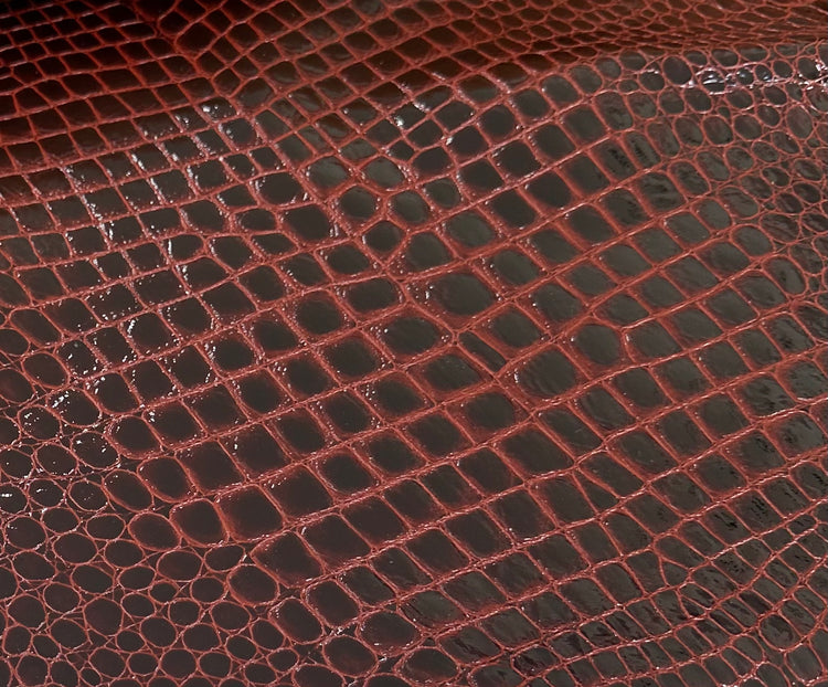 Italian Croc Embossed Lambskin in Maroon