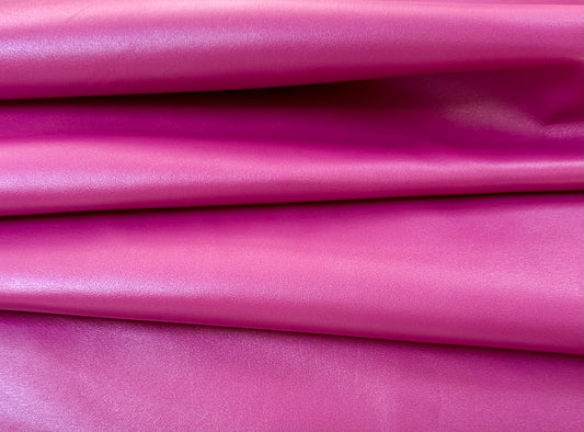 Italian Lambskin Leather - Metallic shimmer Fuchsia Pink