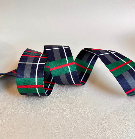 Navy and Green Plaid webbing