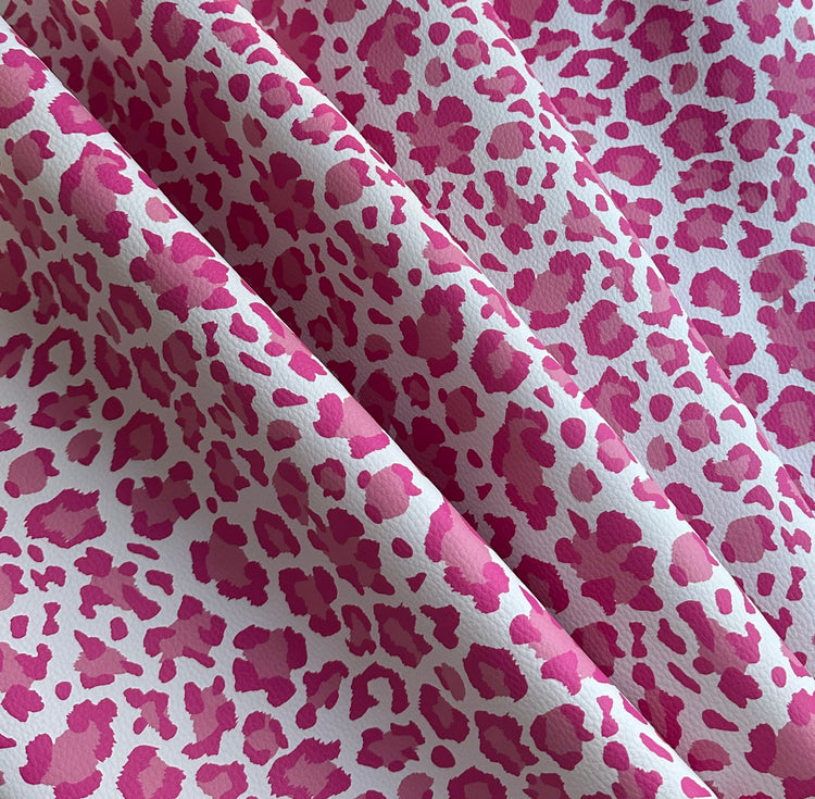 Pebbled Faux Leather - Pink Leopard Print