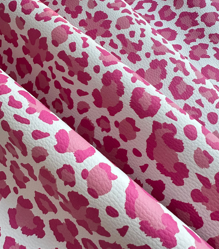 Pebbled Faux Leather - Pink Leopard Print