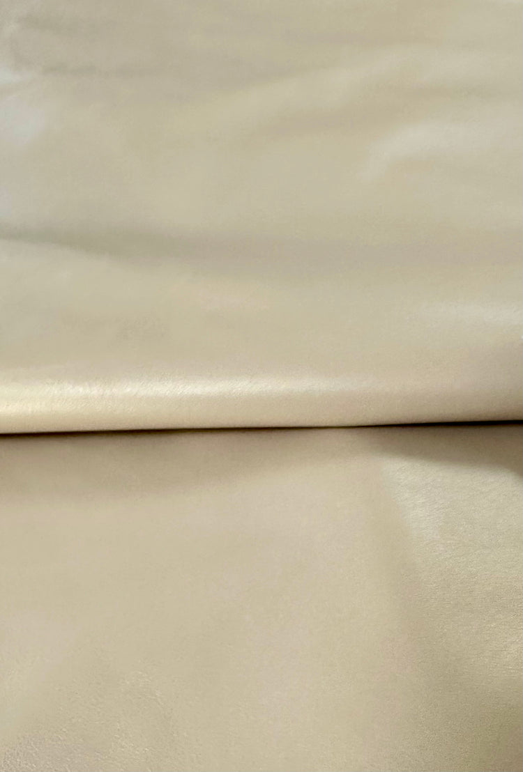 Italian Lambskin Leather - Metallic shimmer cream