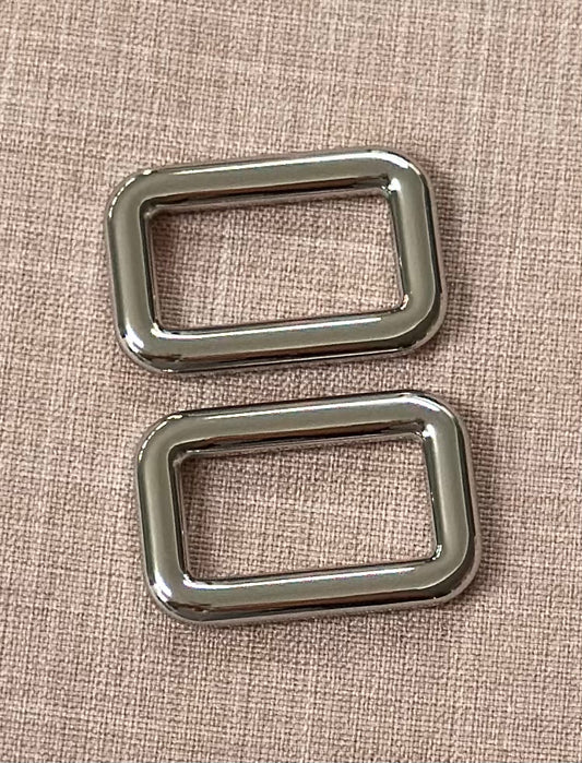 Stainless steel 1" rectangular ring - in silver - set of 2