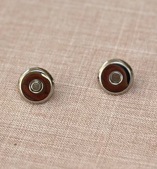 Stainless steel 18mm round magnetic closure - in silver - 1 set