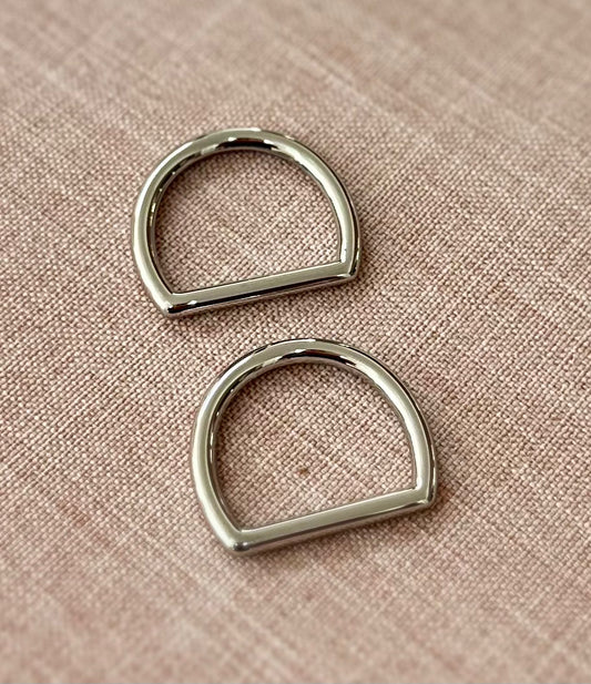 Stainless steel 3/4" d-rings - in silver - set of 2