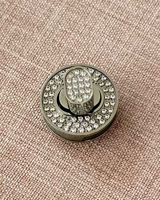 Stainless Steel Swarovski crystal turn lock - in silver
