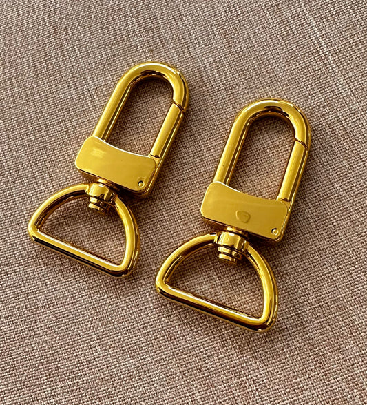 18k gold plated 3/4" swivel hooks - in gold - set of 2