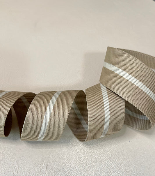 Latte and beige striped webbing