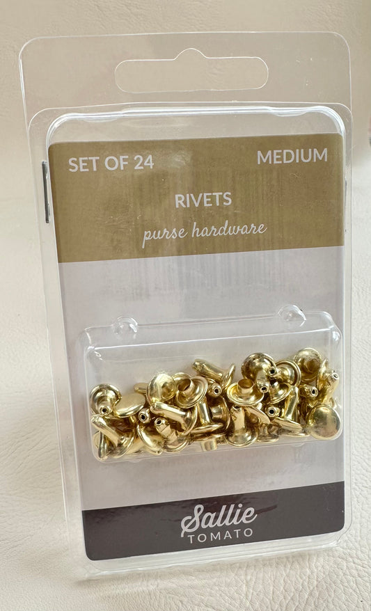 24 Medium (8mm) double cap rivets in Gold