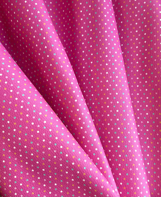 Pebbled Faux Leather - Colorful Polka Dots