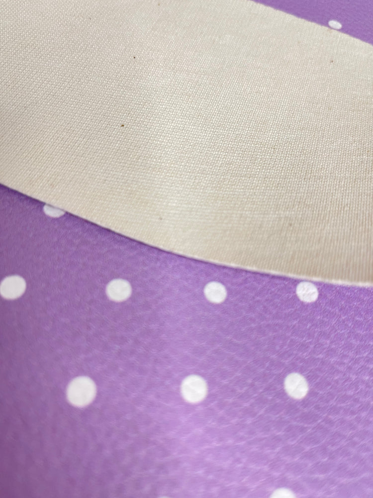 Pebbled Faux Leather - Lavender Polka Dot