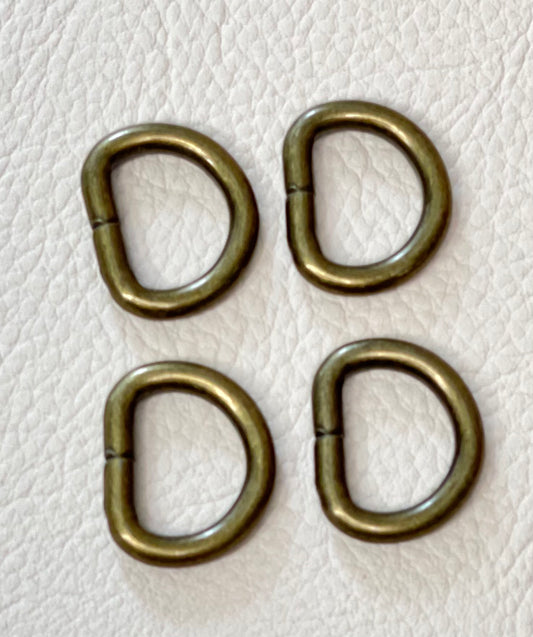 1/2" D-ring - antique (pack of 4)