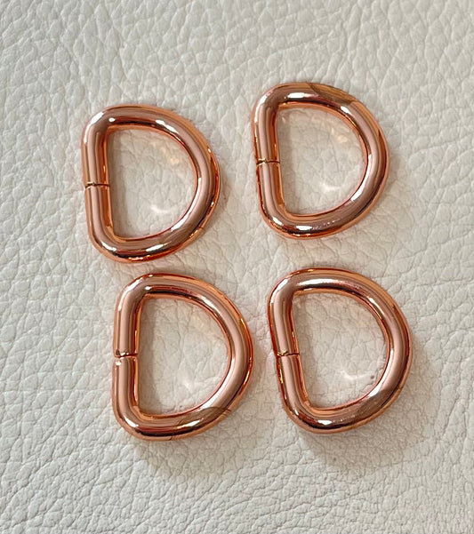 1/2" D-ring - rose gold (pack of 4)