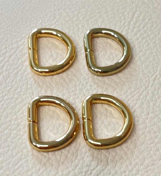 1/2" D-ring - gold (pack of 4)