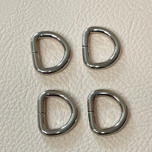 1/2" D-ring - silver (pack of 4)