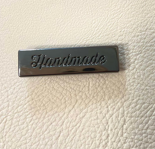 Handmade metal label - gunmetal