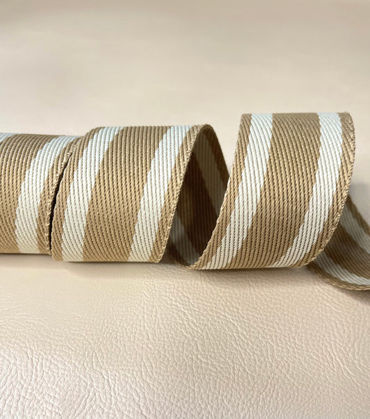 Beige and cappuccino stripe webbing