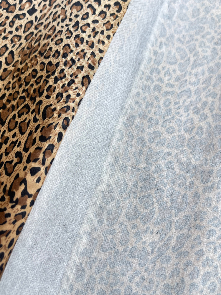 Pre-interfaced Satin Lining Fabric - Cheetah print