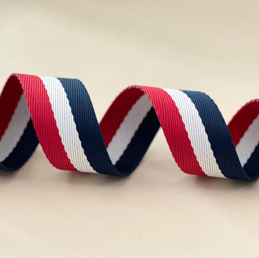 1 5/8" wide Red, white and blue stripe webbing
