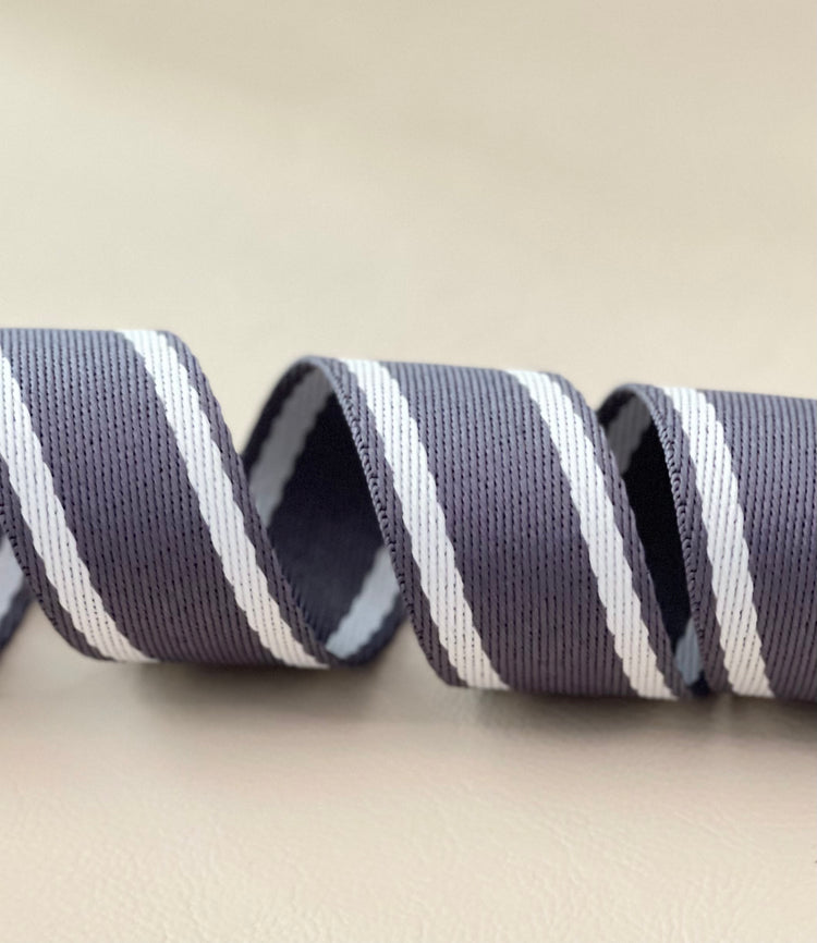 1 5/8" wide Dark Grey and white stripe webbing